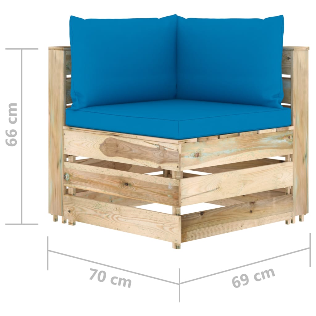 vidaXL 8-tlg. Garten-Lounge-Set mit Kissen Grün Imprägniertes Holz