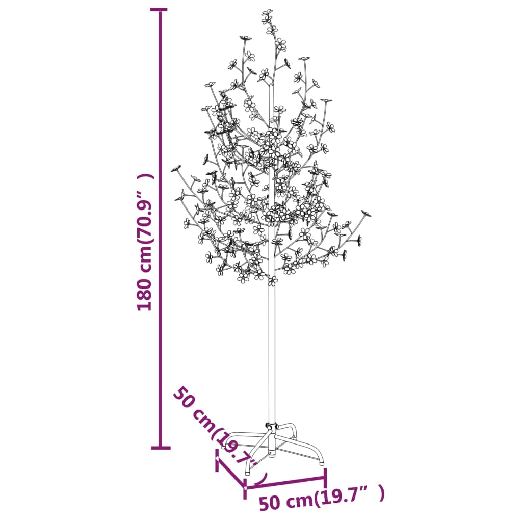 vidaXL LED-Baum mit Kirschblüten Warmweiß 200 LEDs 180 cm