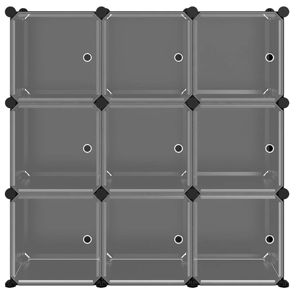 vidaXL Regalsystem mit 9 Würfeln und Türen Schwarz PP