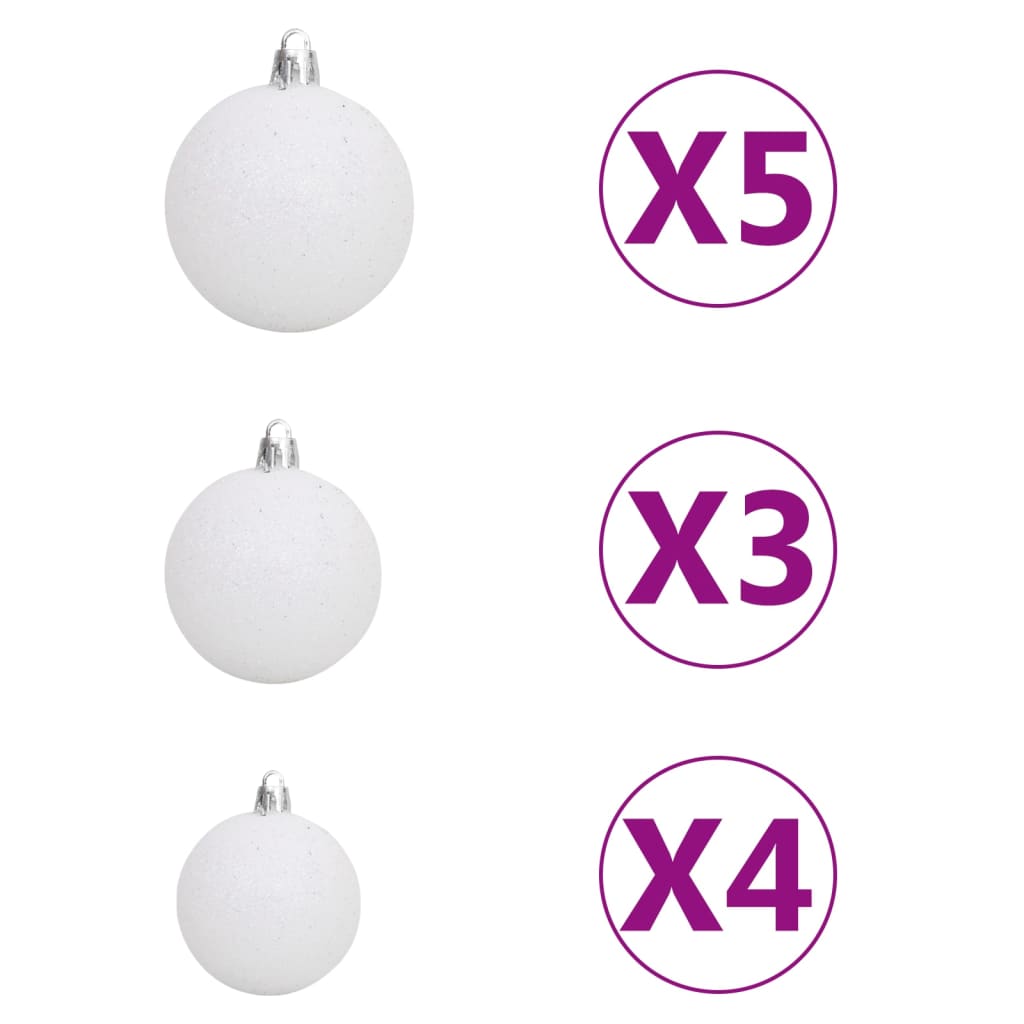 vidaXL Künstlicher Eck-Weihnachtsbaum LEDs & Kugeln Weiß 120 cm PVC