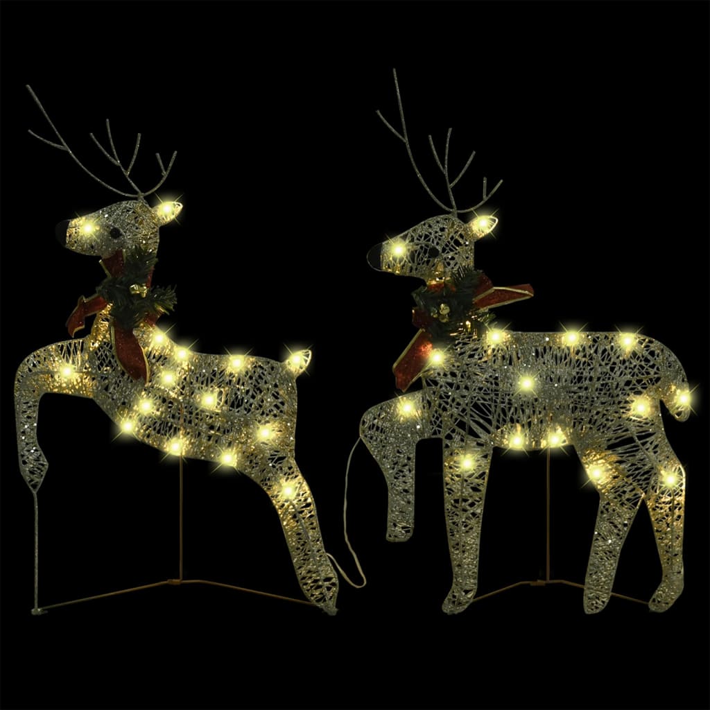 vidaXL Weihnachtsdekoration Rentiere & Schlitten 100 LEDs Outdoor Gold