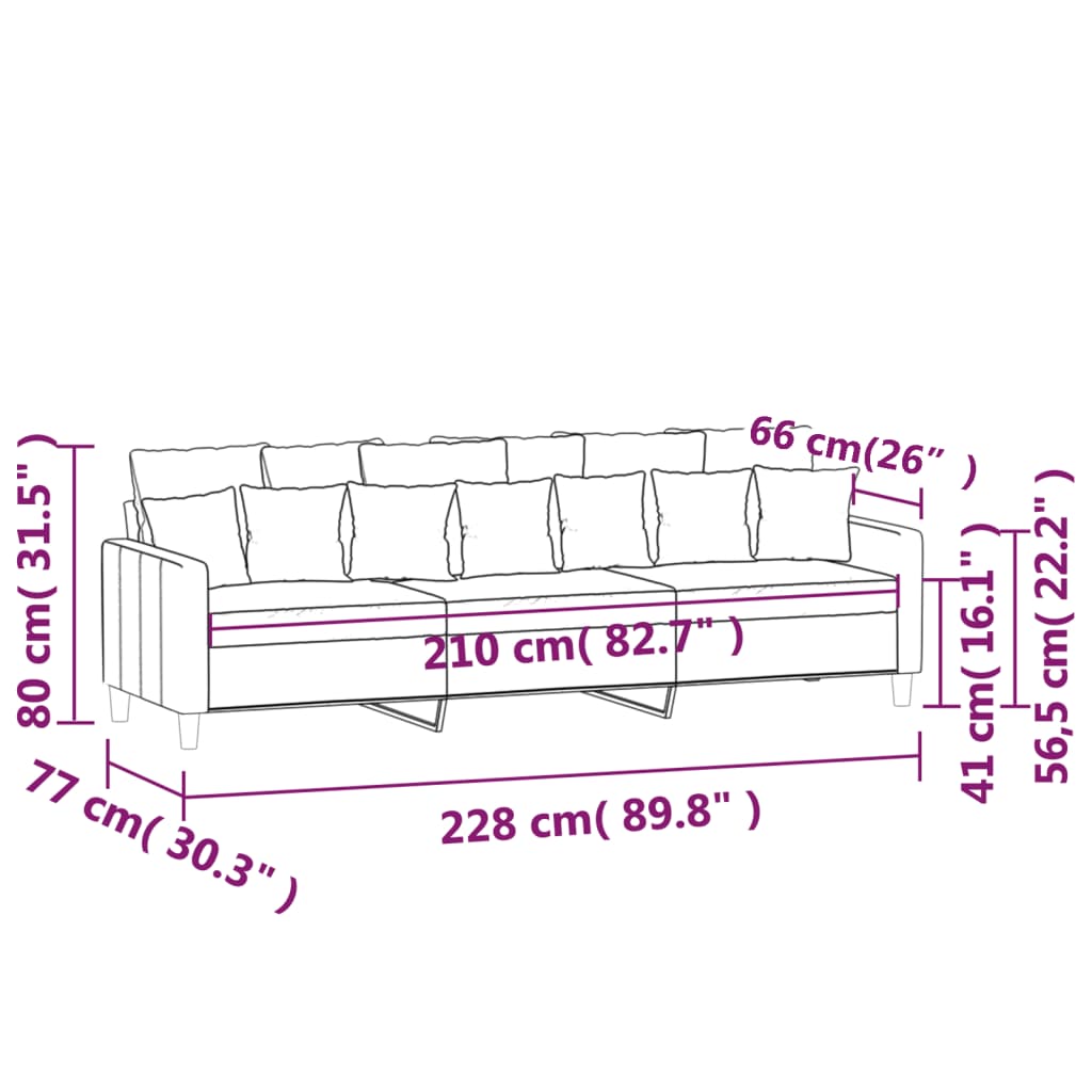 vidaXL 3-Sitzer-Sofa Braun 210 cm Samt