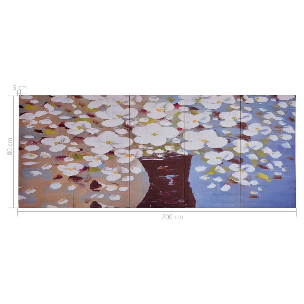vidaXL Leinwandbild-Set Blumen in Vase Mehrfarbig 200x80 cm