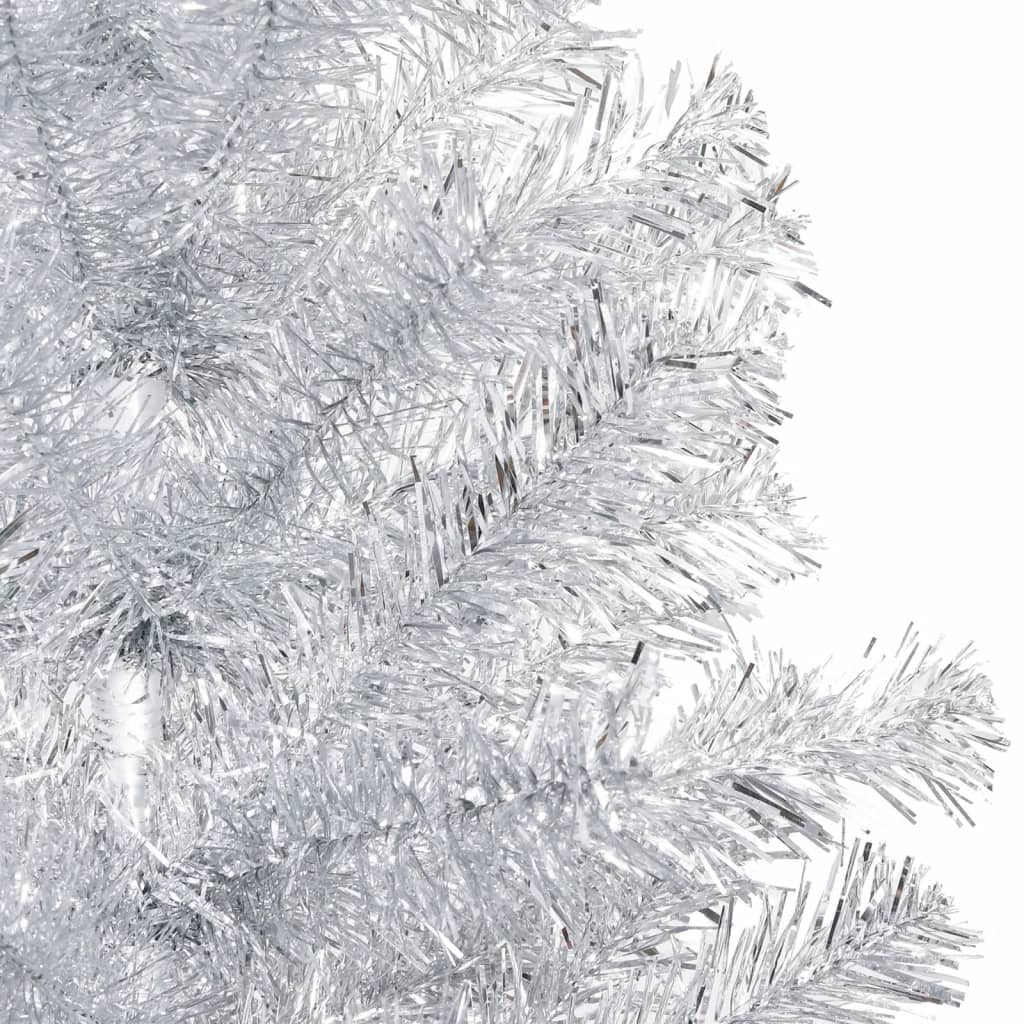 vidaXL Künstlicher Weihnachtsbaum mit LEDs & Kugeln Silbern 120cm PET