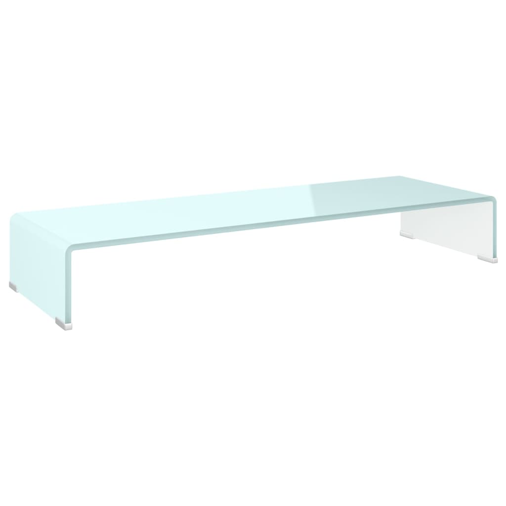 Tidyard TV-Tisch Glasaufsatz – Transparenter Monitorständer, 60x35x17 Cm, Gehärtetes Glas, Modernes Design