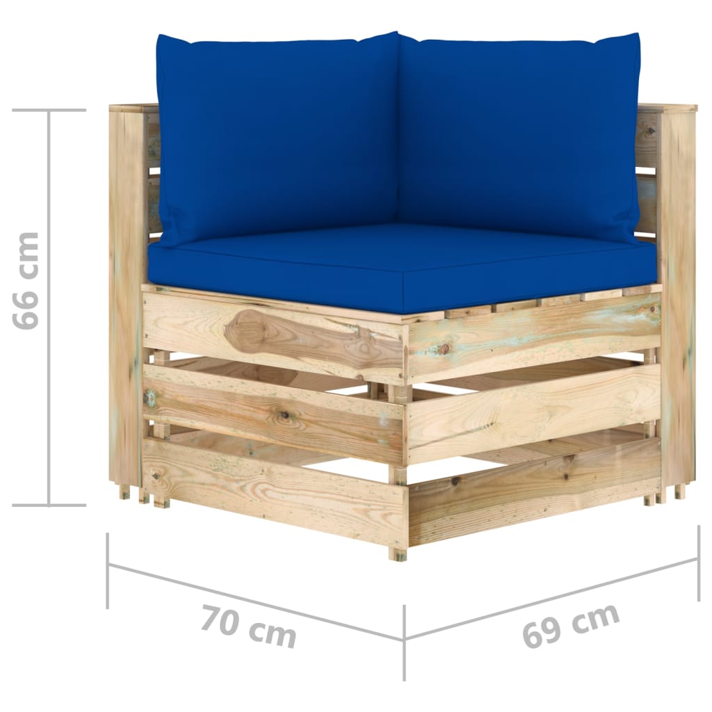 vidaXL 3-Sitzer-Gartensofa mit Kissen Grün Imprägniertes Holz