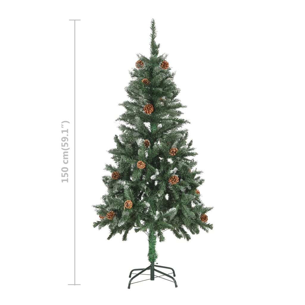 vidaXL Künstlicher Weihnachtsbaum mit LEDs, Kugeln & Zapfen 150 cm