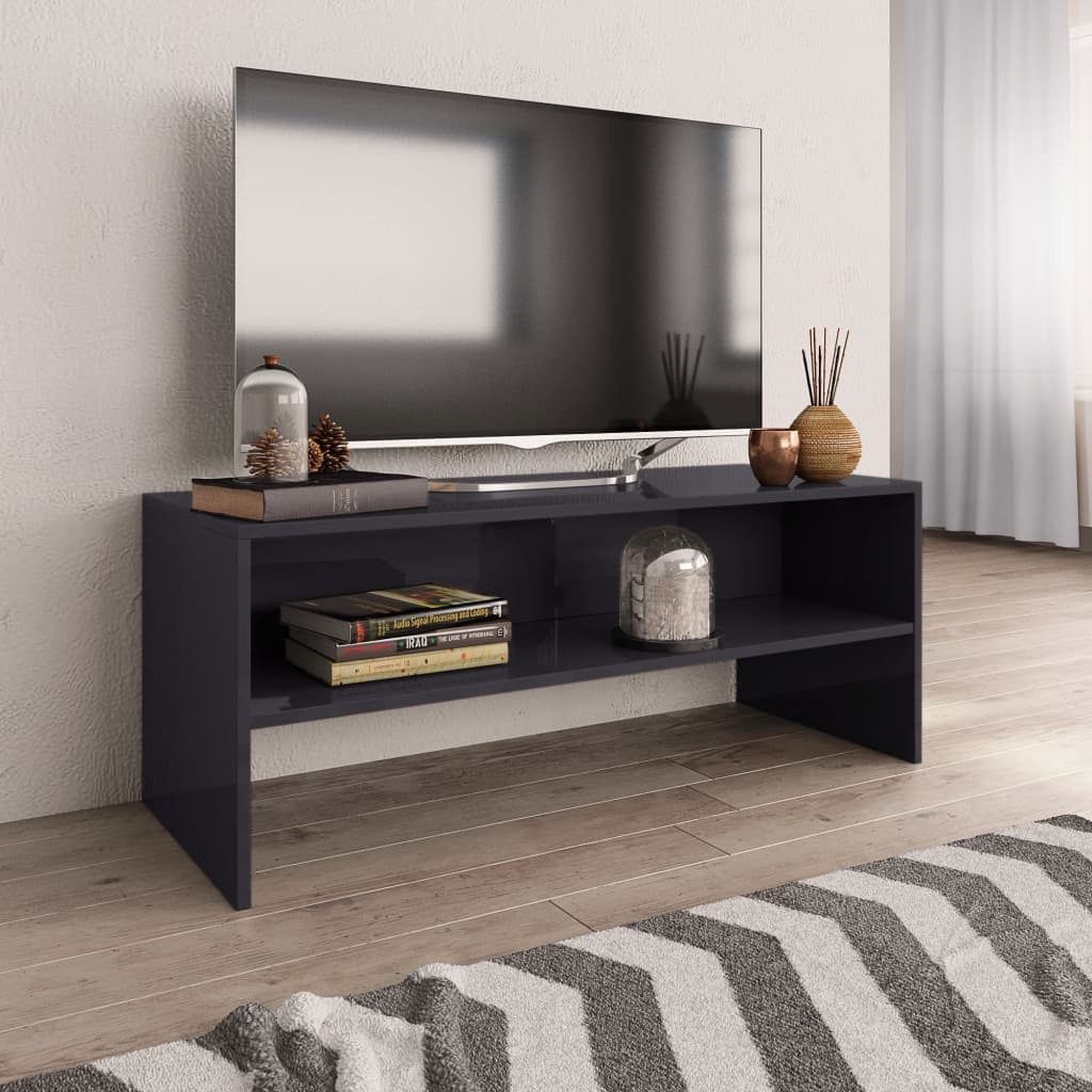 vidaXL TV-Schrank Hochglanz-Grau 100 x 40 x 40 cm Spanplatte