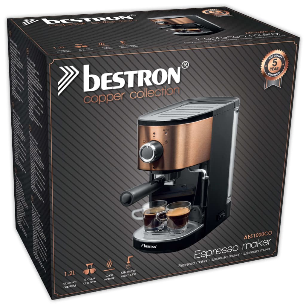 Bestron Espressomaschine Copper Collection AES1000CO 1,2 L