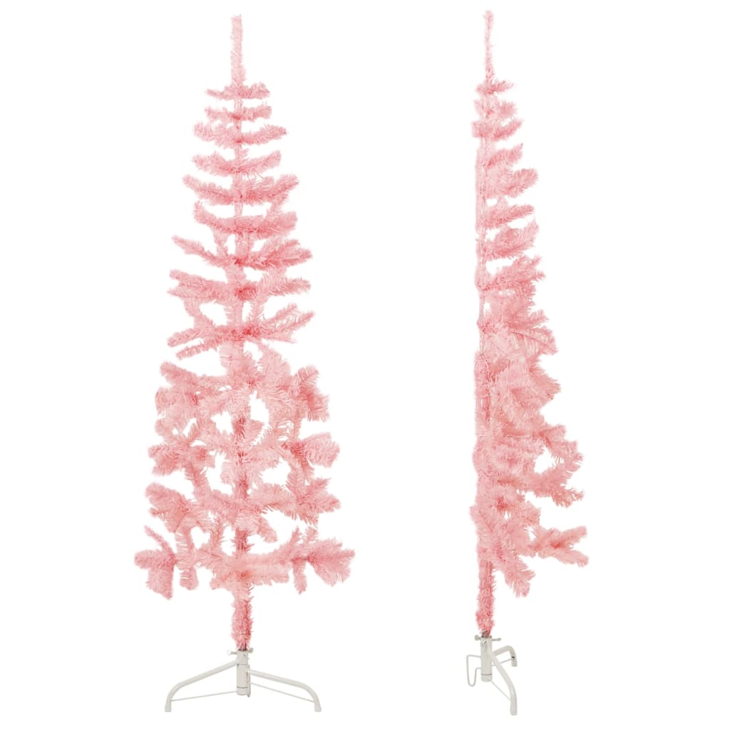 vidaXL Künstlicher Halb-Weihnachtsbaum mit Ständer Schlank Rosa 180 cm