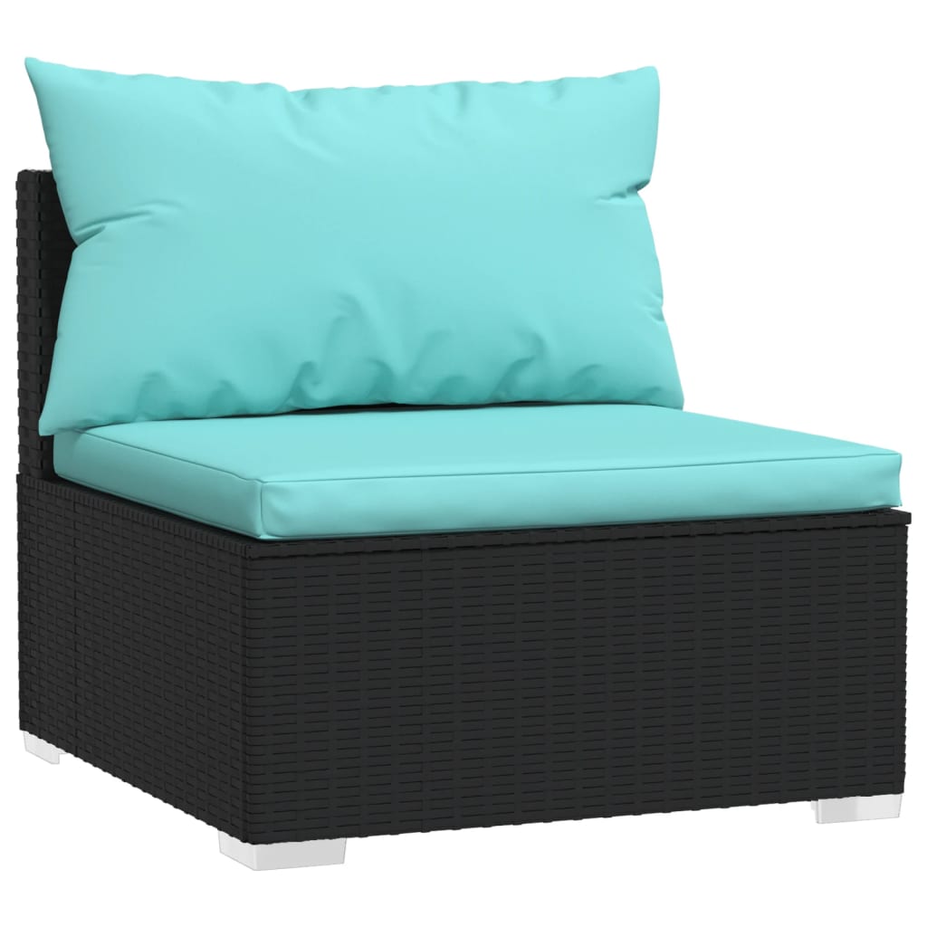 vidaXL 3-Sitzer-Sofa mit Auflagen Schwarz Poly Rattan