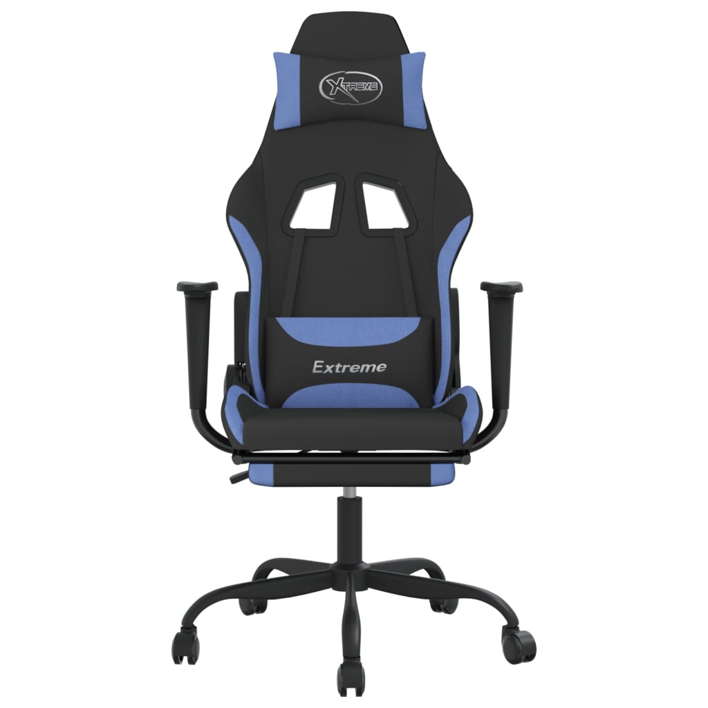 vidaXL Gaming-Stuhl mit Fußstütze Schwarz und Blau Stoff