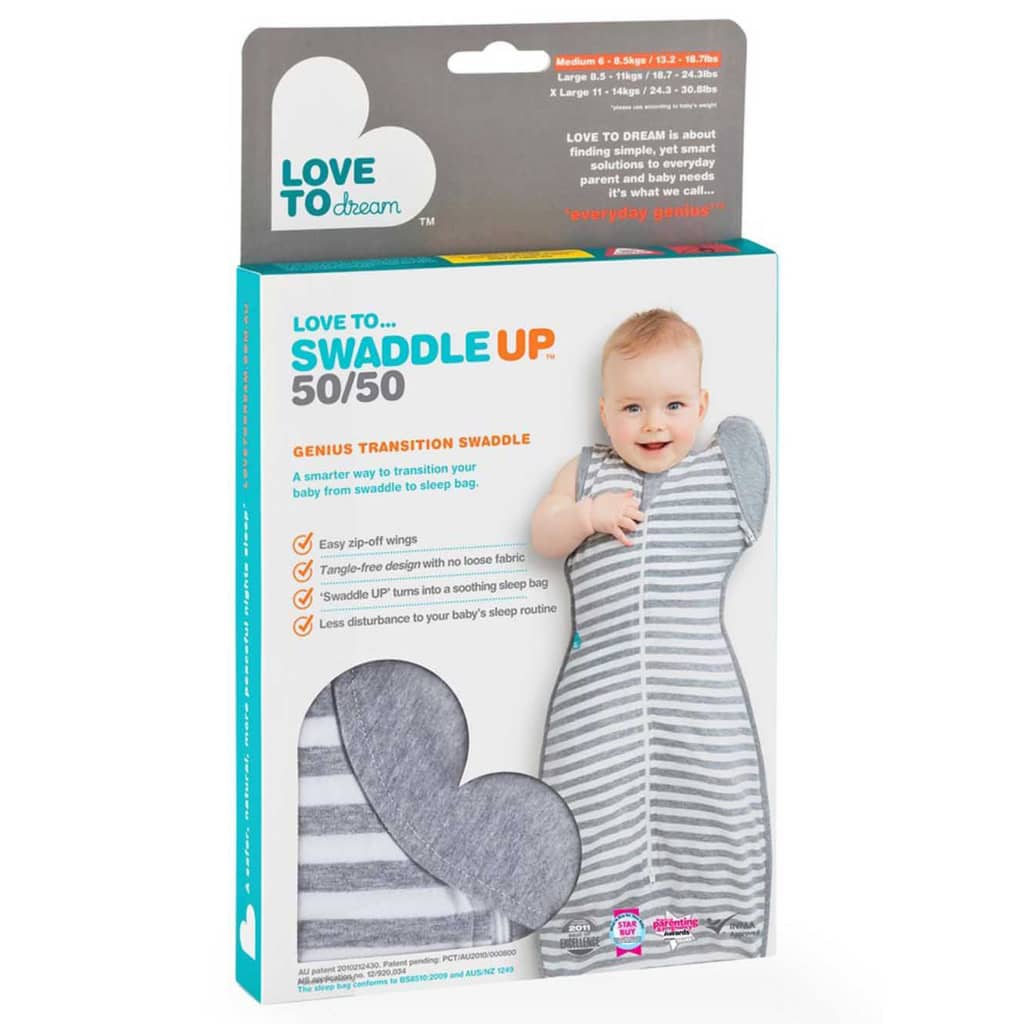 Love to Dream Baby-Pucksack Swaddle Up Transition Bag Stufe 2 XL Grau