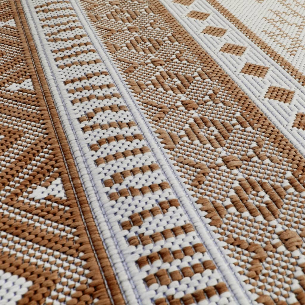 vidaXL Outdoor-Teppich Braun und Weiß 80x250 cm Beidseitig Nutzbar