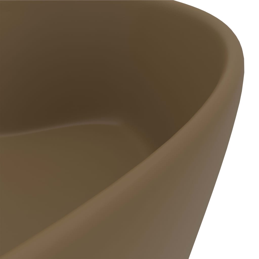 vidaXL Luxus-Waschbecken mit Überlauf Matt Creme 36x13 cm Keramik