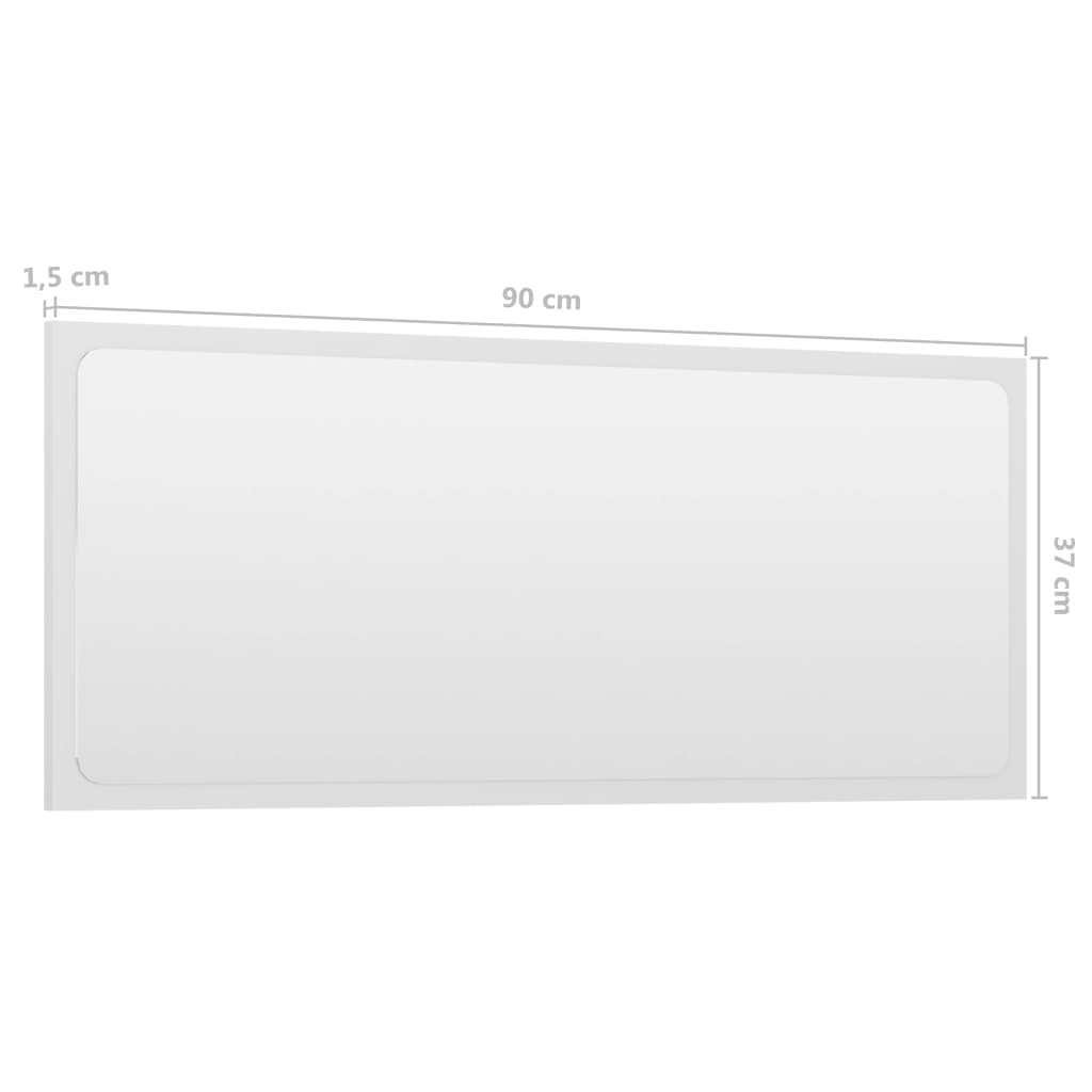 vidaXL Badspiegel Hochglanz-Weiß 90x1,5x37 cm Holzwerkstoff