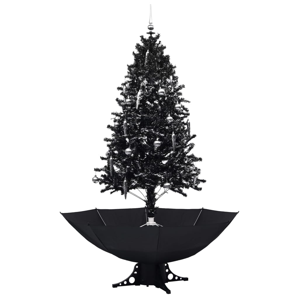vidaXL Schneiender Weihnachtsbaum mit Schirmfuß Schwarz 190 cm PVC