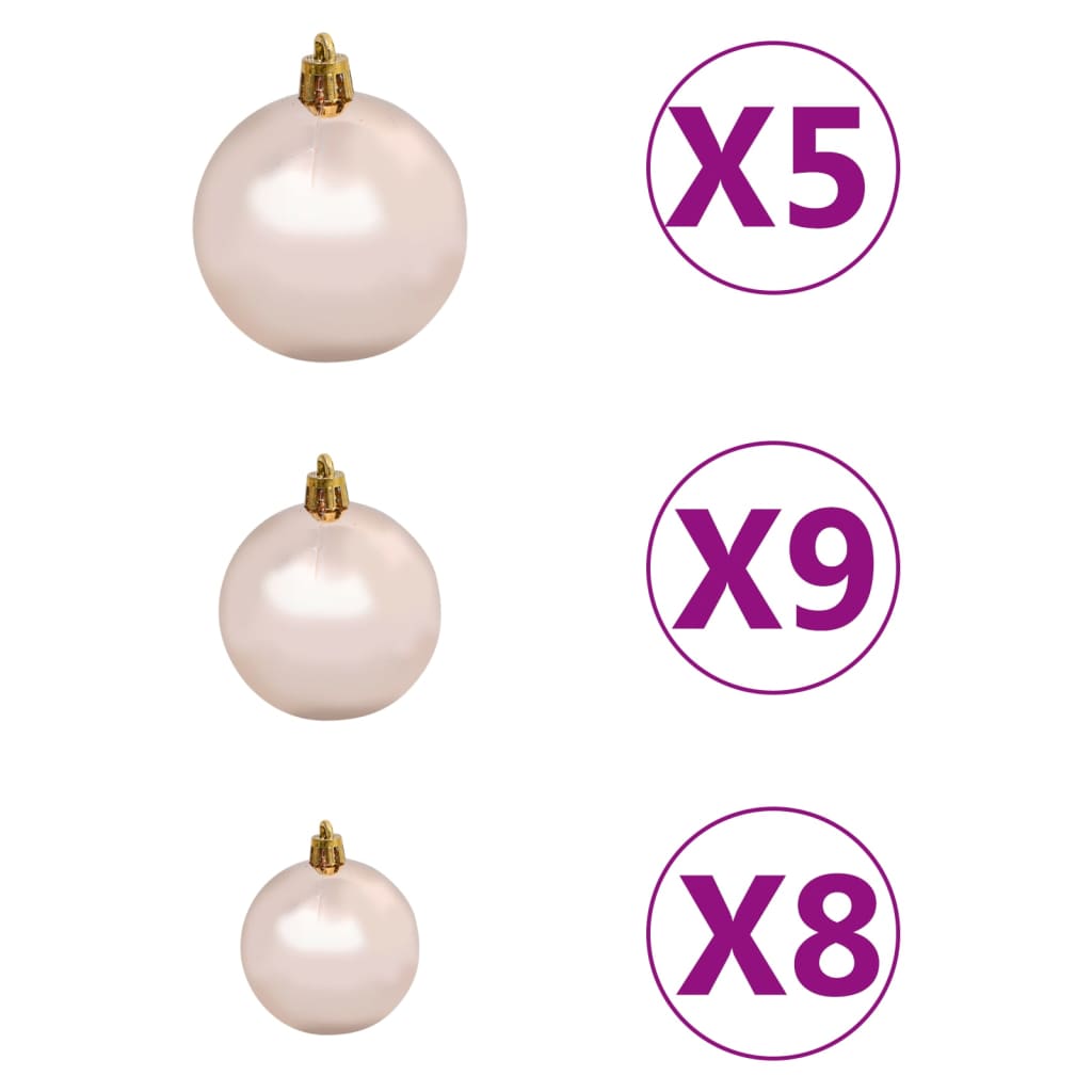 vidaXL Künstlicher Eck-Weihnachtsbaum LEDs & Kugeln Weiß 240 cm PVC