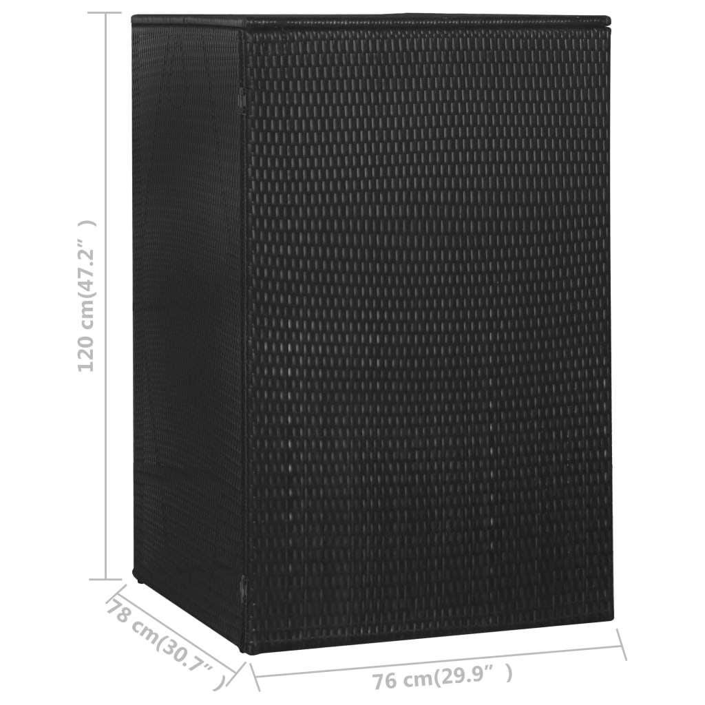 vidaXL Mülltonnenbox für 1 Tonne Schwarz 76x78x120 cm Poly Rattan