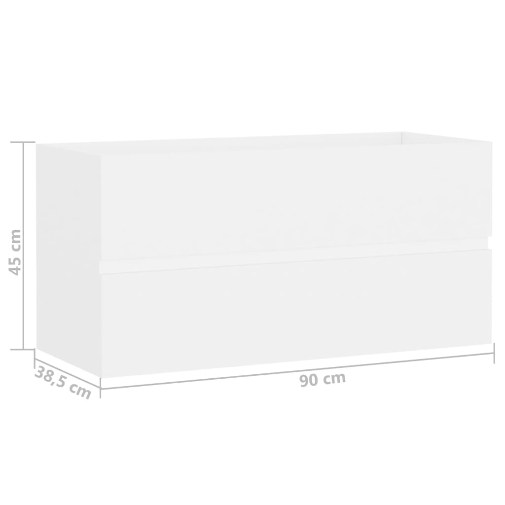 vidaXL Waschbeckenunterschrank Weiß 90x38,5x45 cm Holzwerkstoff