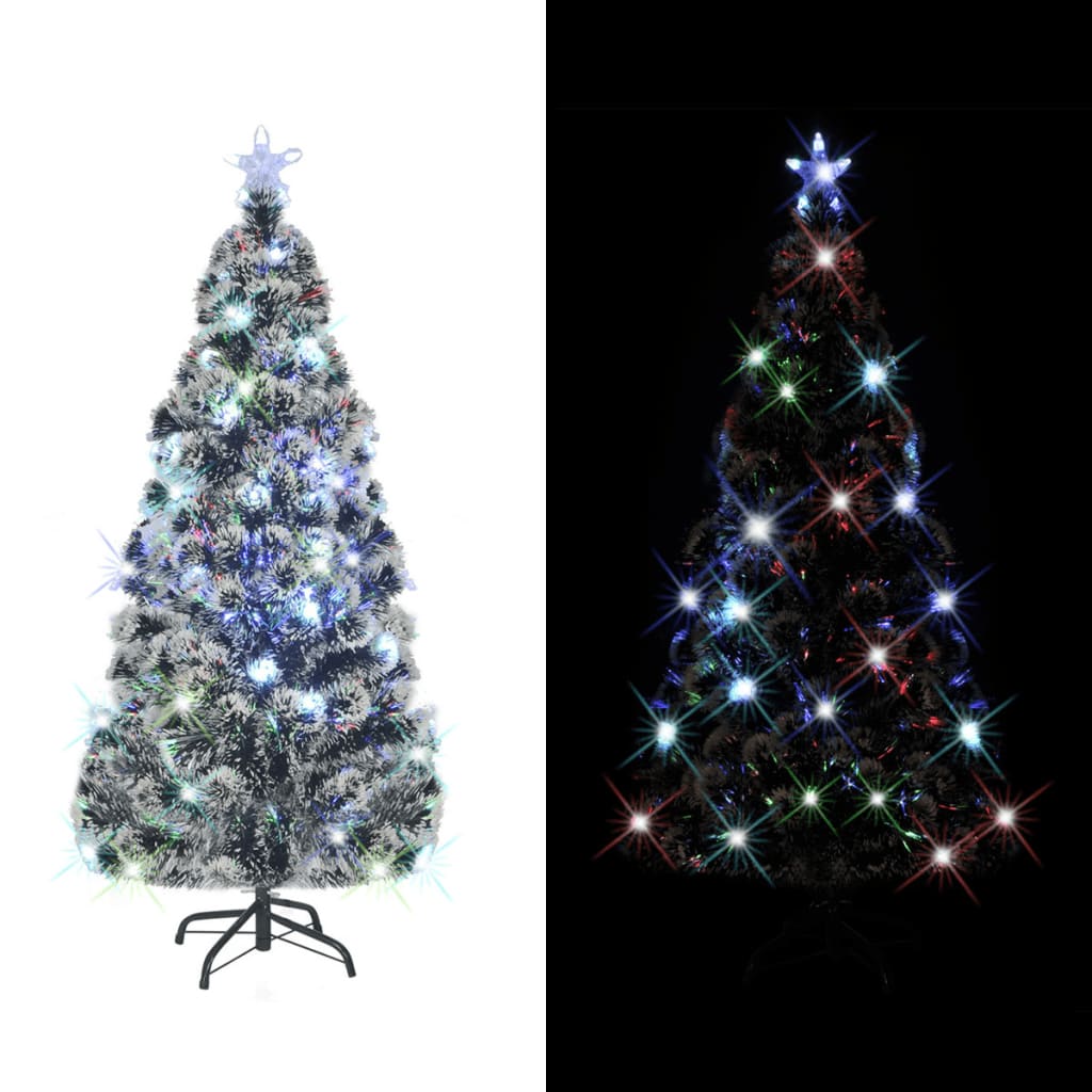 vidaXL Weihnachtsbaum mit Beleuchtung und Ständer 150 cm Glasfaser