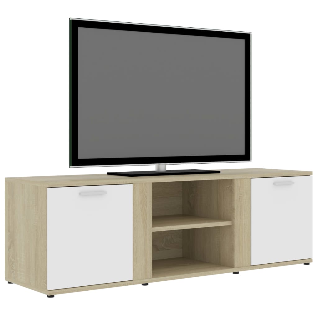 vidaXL TV-Schrank Weiß Sonoma-Eiche 120x34x37 cm Holzwerkstoff
