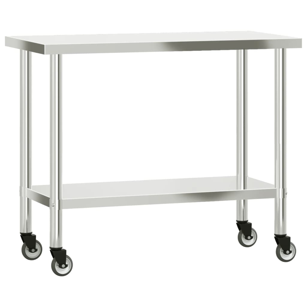 vidaXL Küchen-Arbeitstisch mit Aufsatzboard 110x55x150 cm Edelstahl