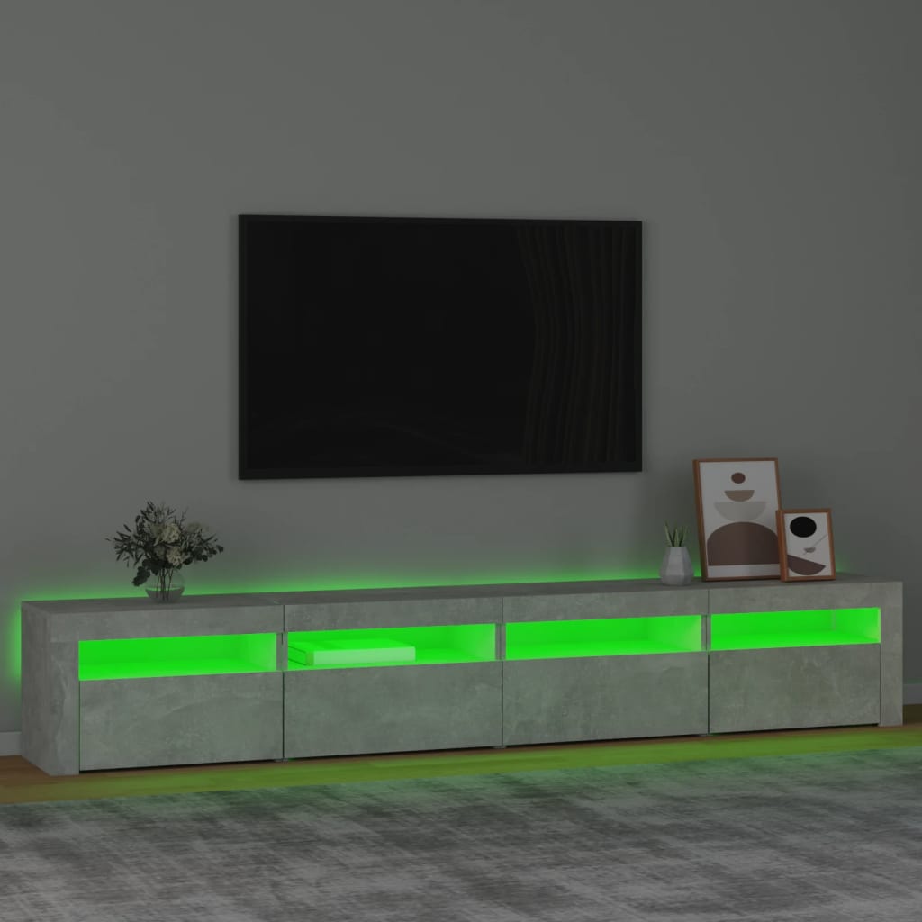 vidaXL TV-Schrank mit LED-Leuchten Betongrau