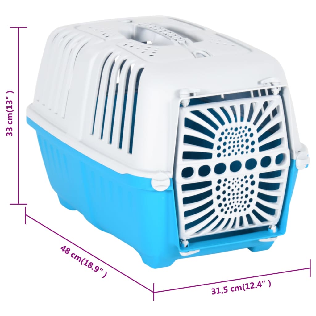 vidaXL Transportbox für Haustiere Weiß Blau 48x31,5x33 cm Polypropylen
