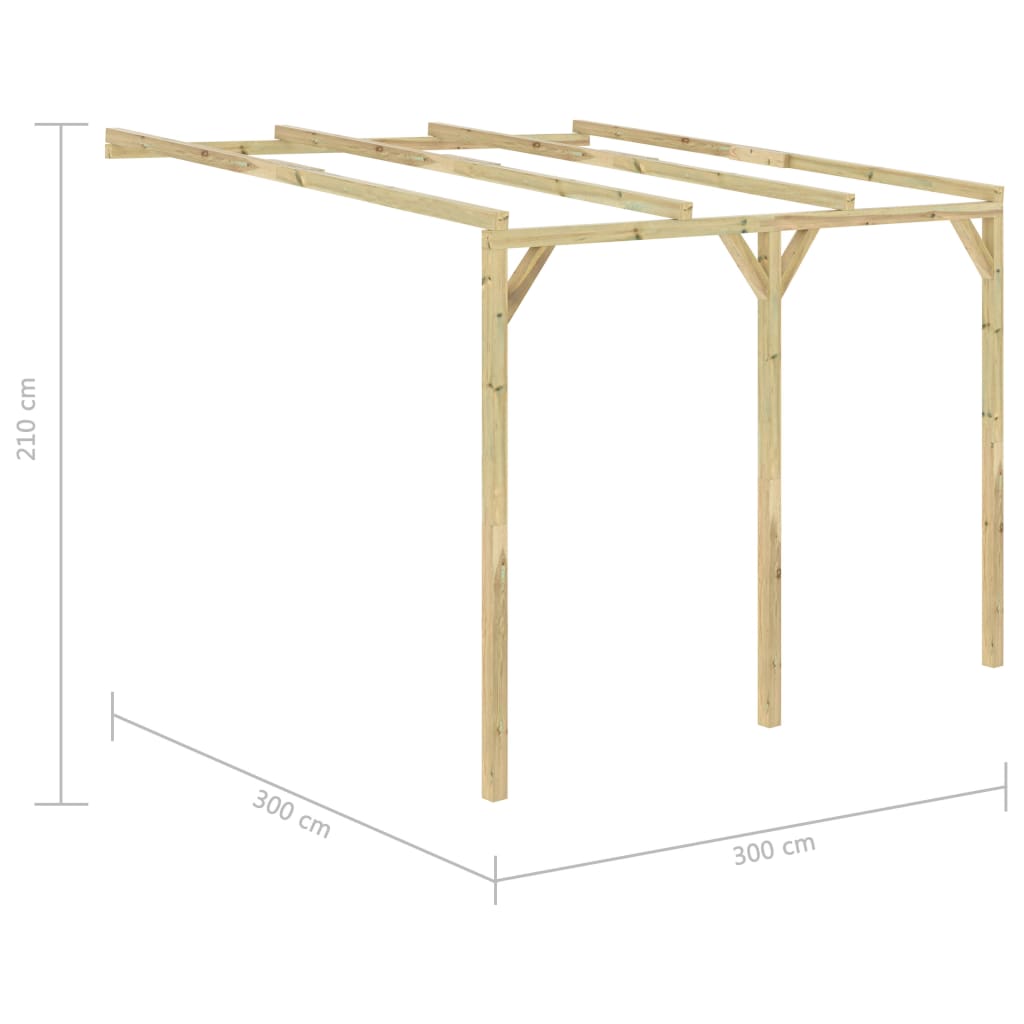 vidaXL Anlehn-Pergola 3 x 3 x 2,1 m Holz