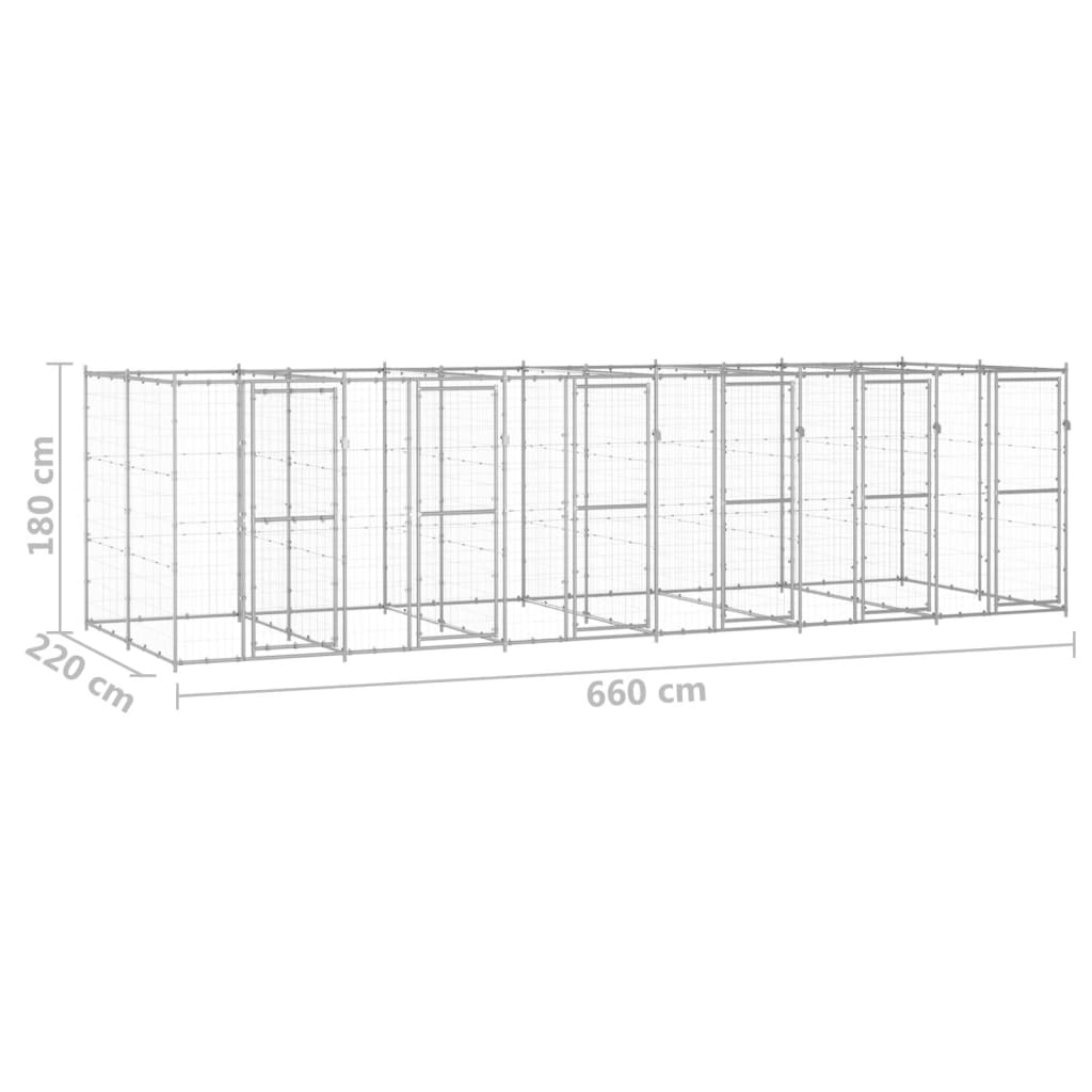 vidaXL Outdoor-Hundezwinger Verzinkter Stahl 14,52 m²