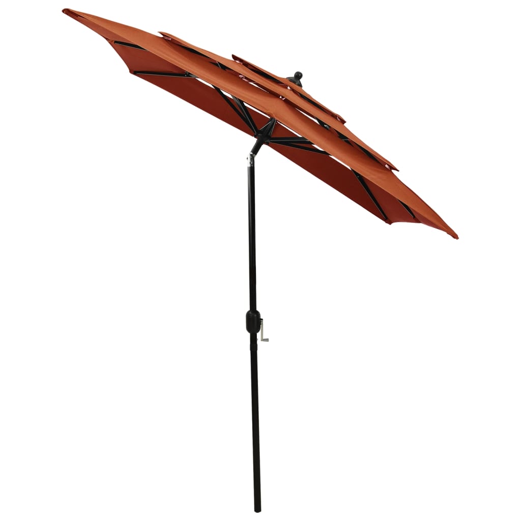 vidaXL Sonnenschirm mit Aluminium-Mast 3-lagig Terracotta-Rot 2x2 m