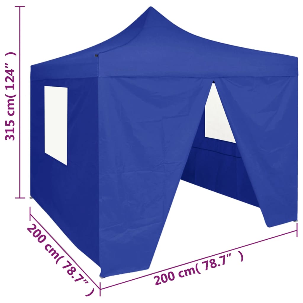 vidaXL Profi-Partyzelt Faltbar mit 4 Seitenwänden 2×2m Stahl Blau