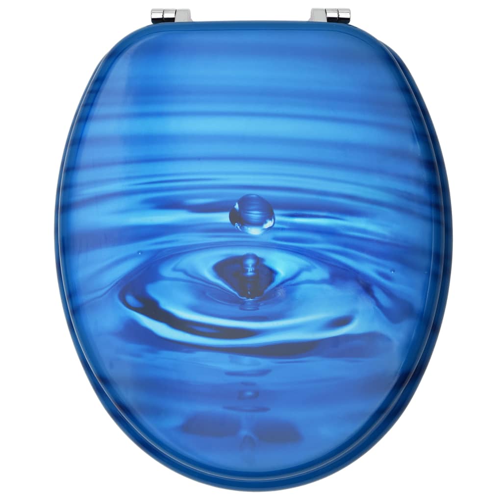 vidaXL Toilettensitze mit Deckel 2 Stk. MDF Blau Wassertropfen-Design