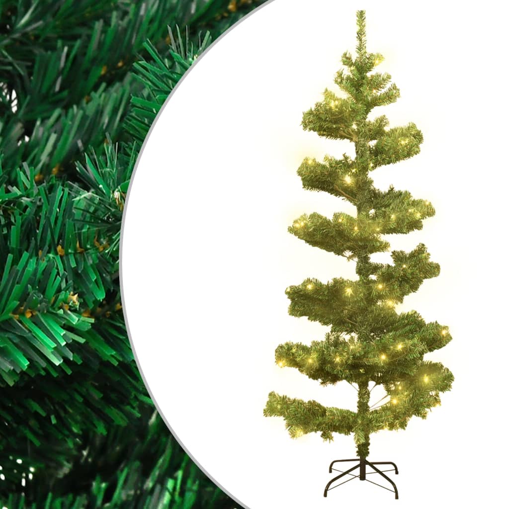 vidaXL Spiral-Weihnachtsbaum mit Ständer und LEDs Grün 180 cm PVC