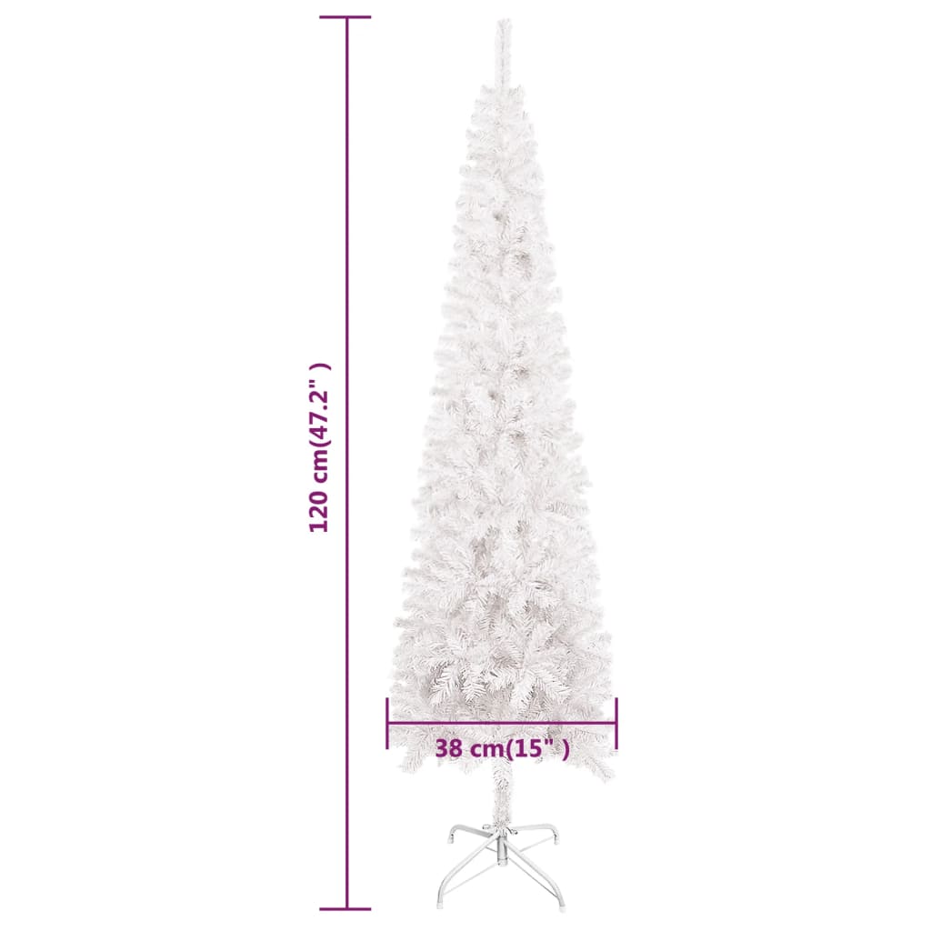 vidaXL Schlanker Weihnachtsbaum Weiß 120 cm