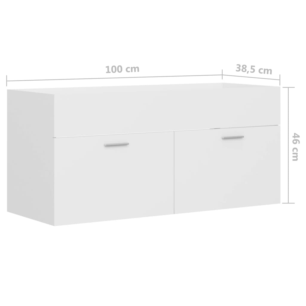 vidaXL Waschbeckenunterschrank Weiß 100x38,5x46 cm Holzwerkstoff