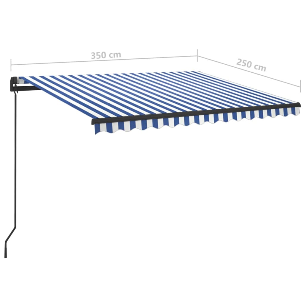vidaXL Automatische Markise mit LED & Windsensor 3,5x2,5 m Blau & Weiß