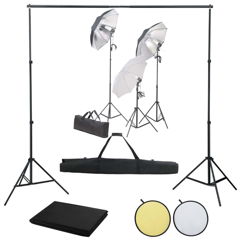 vidaXL Fotostudio-Set mit Licht-Set, Hintergrund und Reflektor