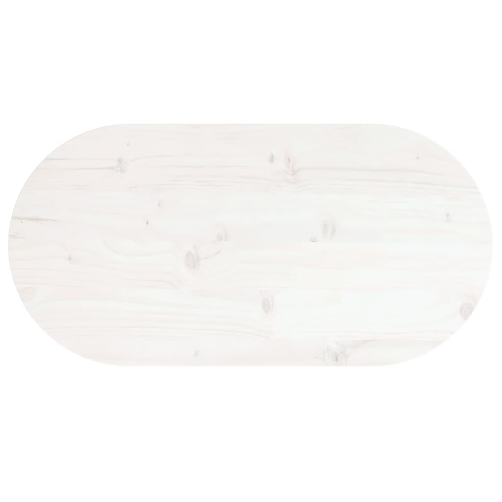 vidaXL Tischplatte Weiß 80x40x2,5 cm Massivholz Kiefer Oval