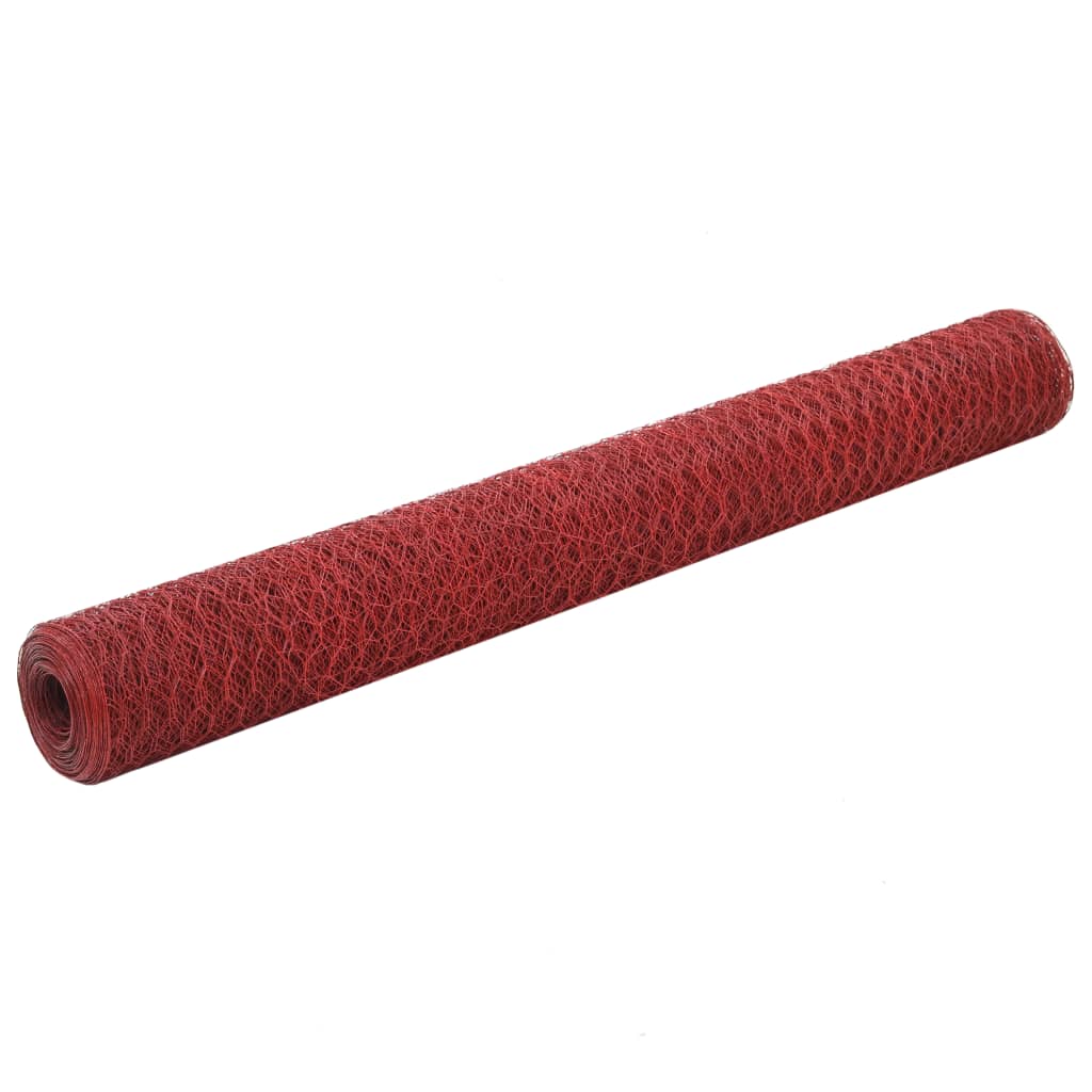 vidaXL Drahtzaun Stahl mit PVC-Beschichtung 25x1,2 m Rot