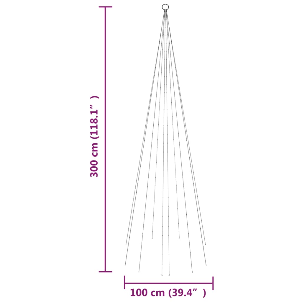 vidaXL LED-Weihnachtsbaum für Fahnenmast Kaltweiß 310 LEDs 300 cm