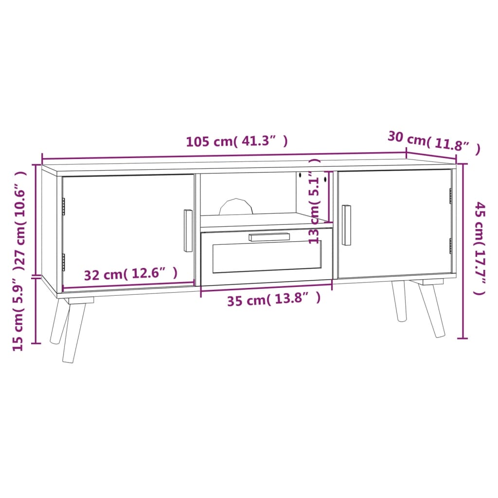 vidaXL TV-Schrank mit Türen 105x30x45 cm Holzwerkstoff