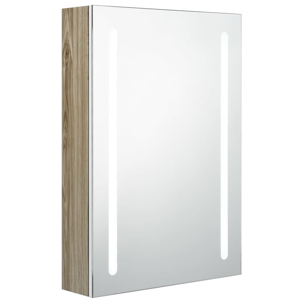 vidaXL LED-Bad-Spiegelschrank Weiß und Eichen-Optik 50x13x70 cm
