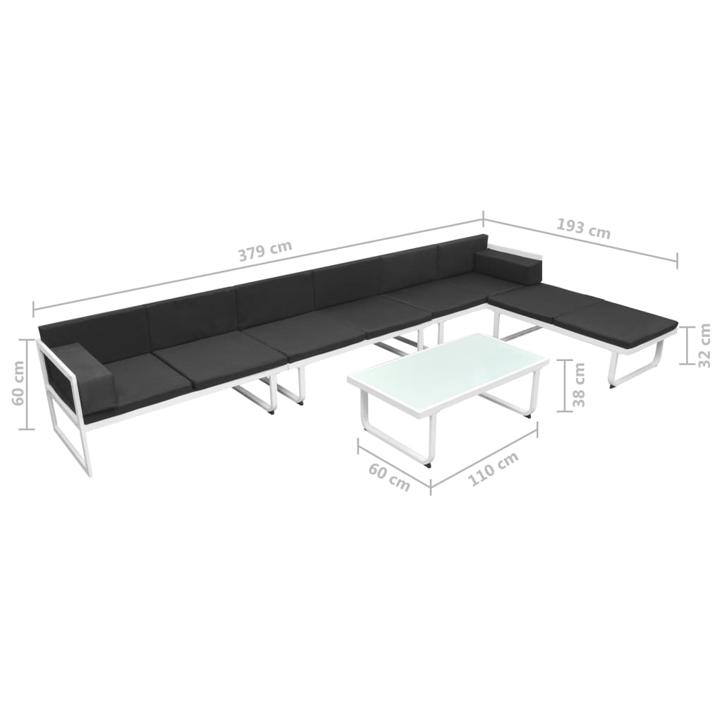 vidaXL 5-tlg. Garten-Lounge-Set Textilene Aluminium Schwarz