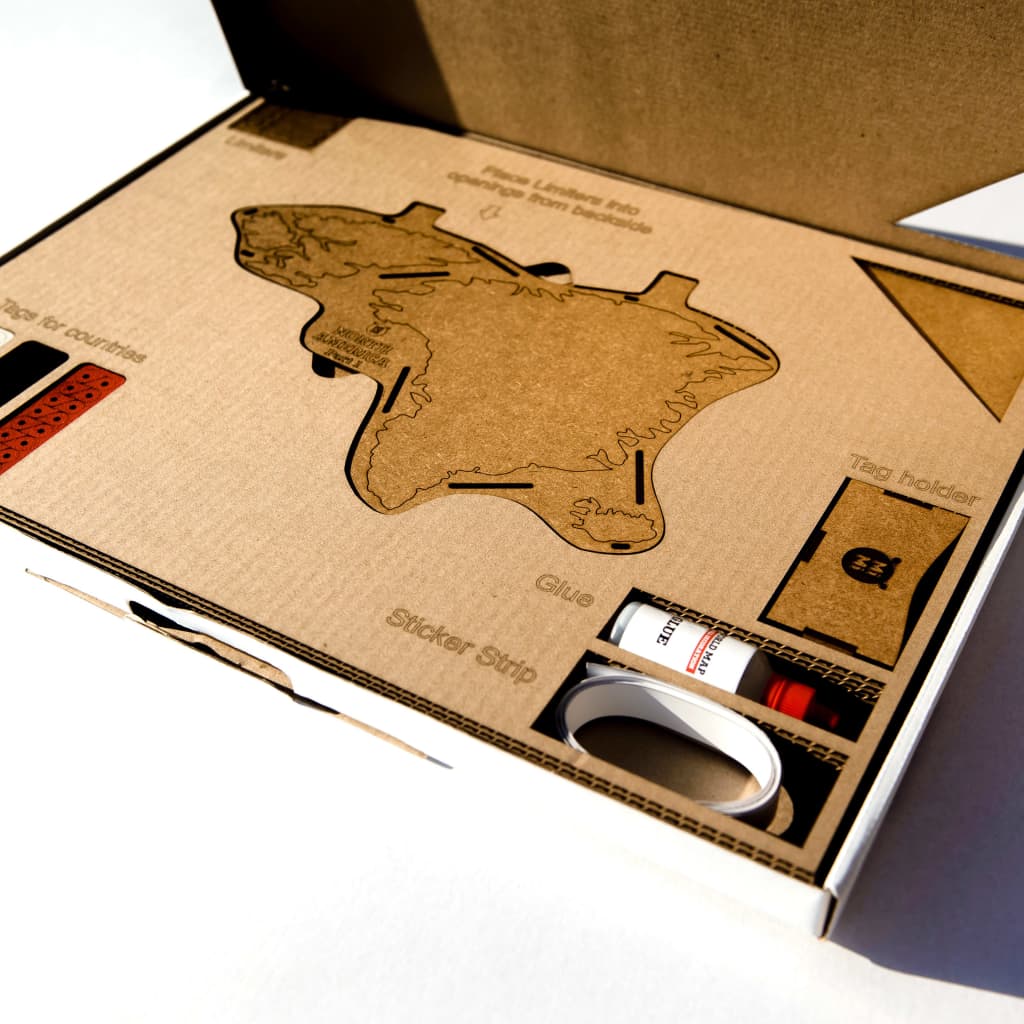 MiMi Innovations Weltkarte-Wanddeko aus Holz Luxury Braun 130×78 cm