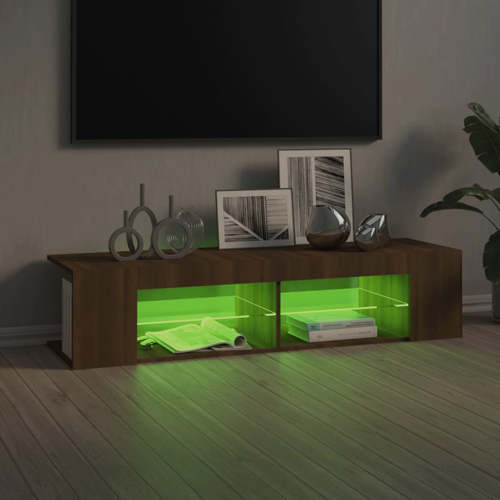 vidaXL TV-Schrank mit LED-Leuchten Braun Eichen-Optik 135x39x30 cm