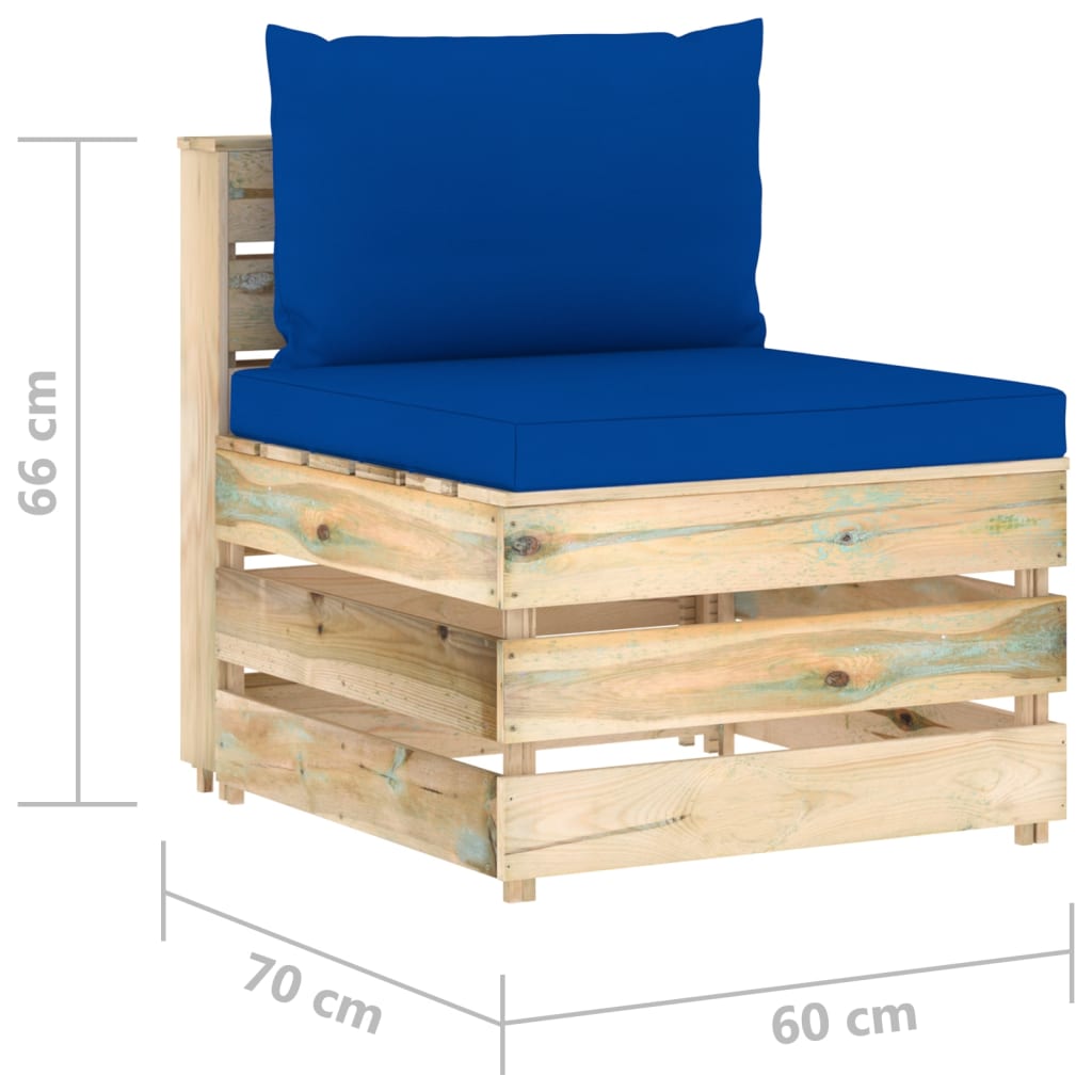 vidaXL 3-Sitzer Outdoor-Sofa mit Kissen Grün Imprägniertes Holz