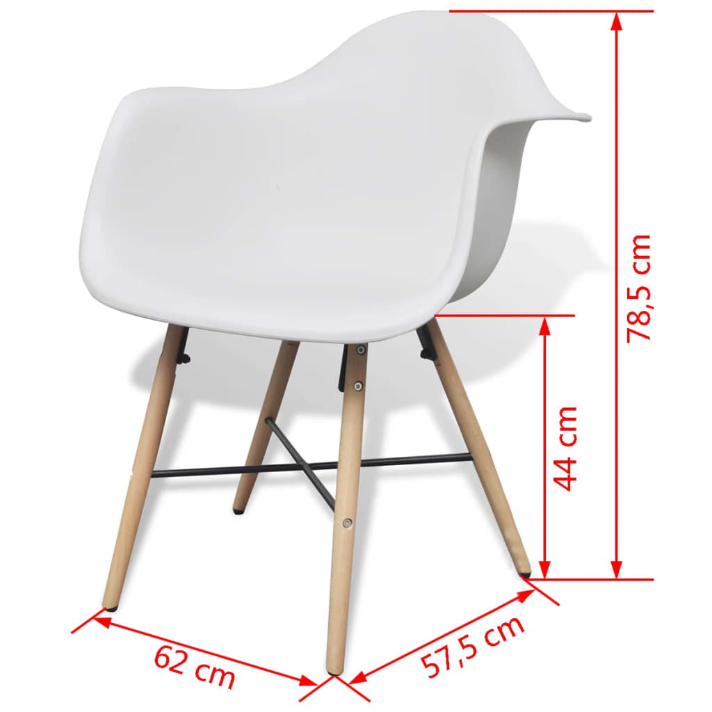 vidaXL Esszimmerstühle 6 Stk. Weiß Kunststoff und Buchenholz