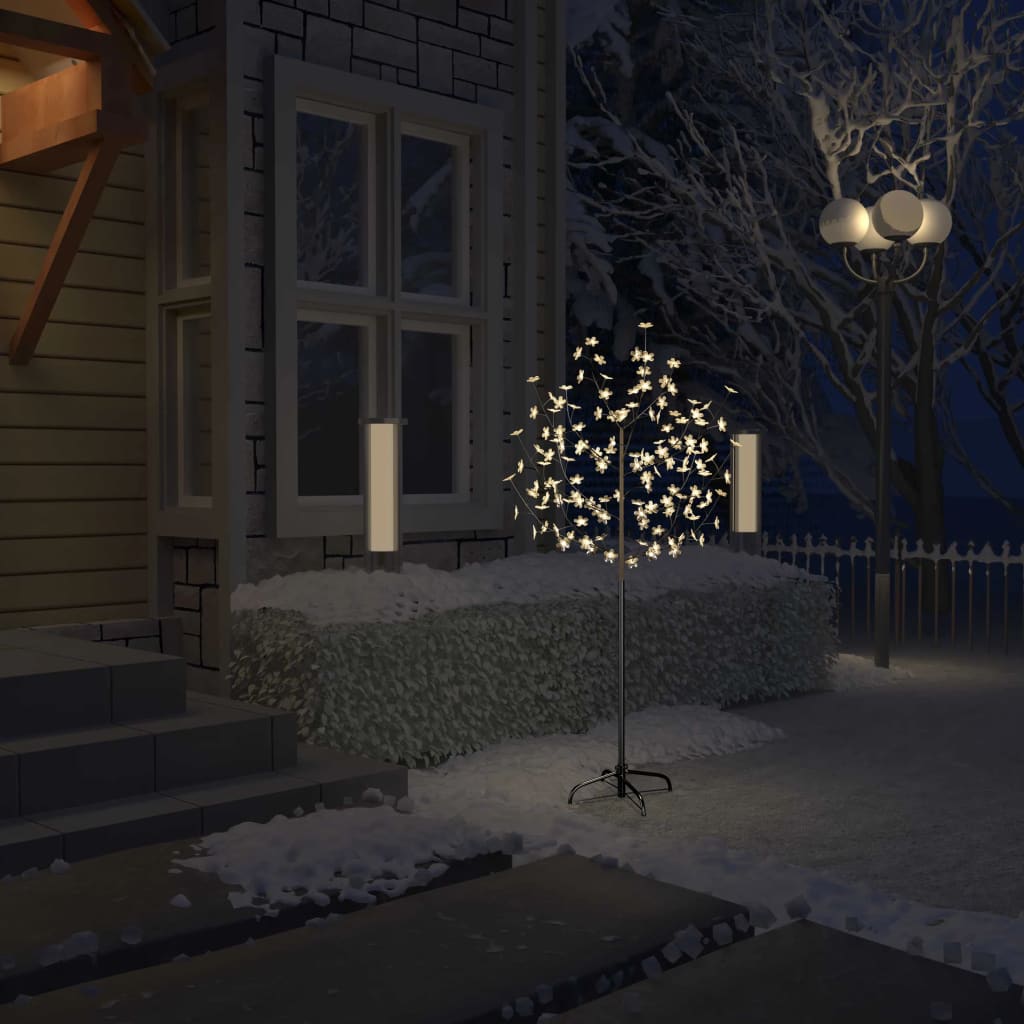 vidaXL Weihnachtsbaum 120 LEDs Warmweißes Licht Kirschblüten 150 cm